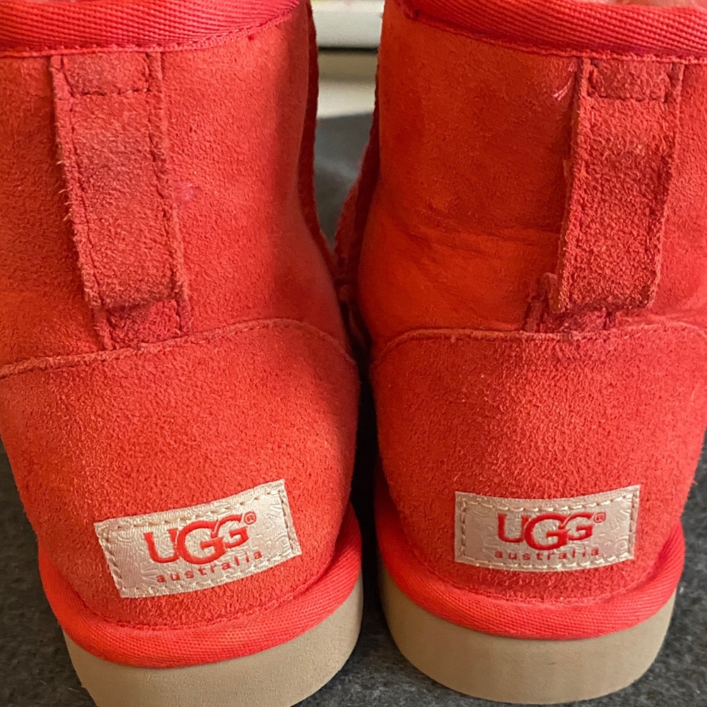 UGG Short Suede Boots in Bright Coral - Picture 2 of 11